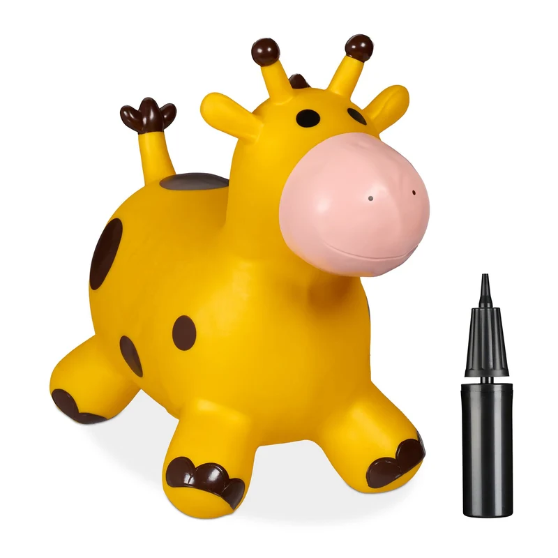 Jouet sauteur en forme de girafe intérieur extérieur 65 x 60 x 90 cm améliore équilibre coordination en PVC jaune 13_0016294