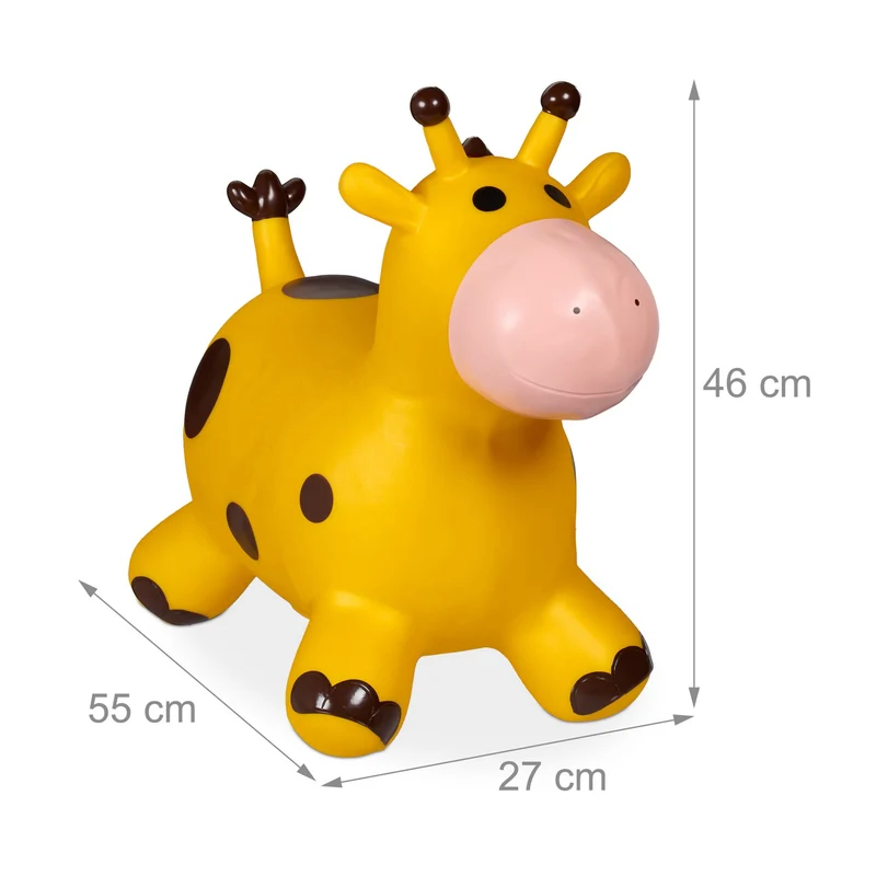 Jouet sauteur en forme de girafe intérieur extérieur 65 x 60 x 90 cm améliore équilibre coordination en PVC jaune 13_0016294