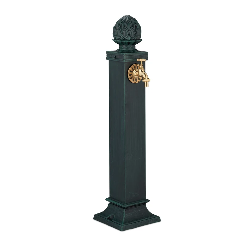Fontaine de jardin design antique avec robinet doré 80 x 18,5 x 22 cm en fonte d'aluminium gris 13_0017084