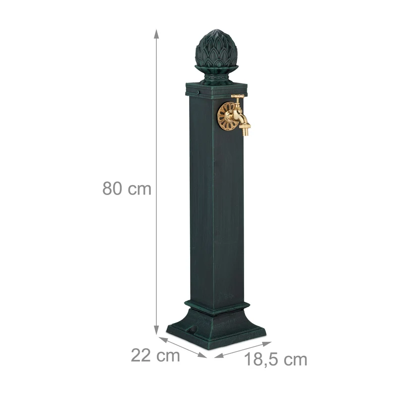 Fontaine de jardin design antique avec robinet doré 80 x 18,5 x 22 cm en fonte d'aluminium gris 13_0017084