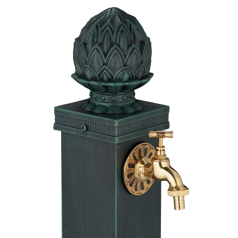 Fontaine de jardin design antique avec robinet doré 80 x 18,5 x 22 cm en fonte d'aluminium gris 13_0017084