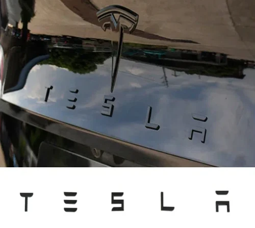 Emblème Capot Tesla ABS Noir ou Argent 48.7cm
