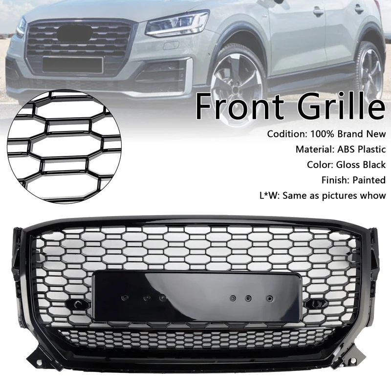 Calandre Nid d'Abeille Noir Brillant Audi Q2 2016-2020 Pré-lifting