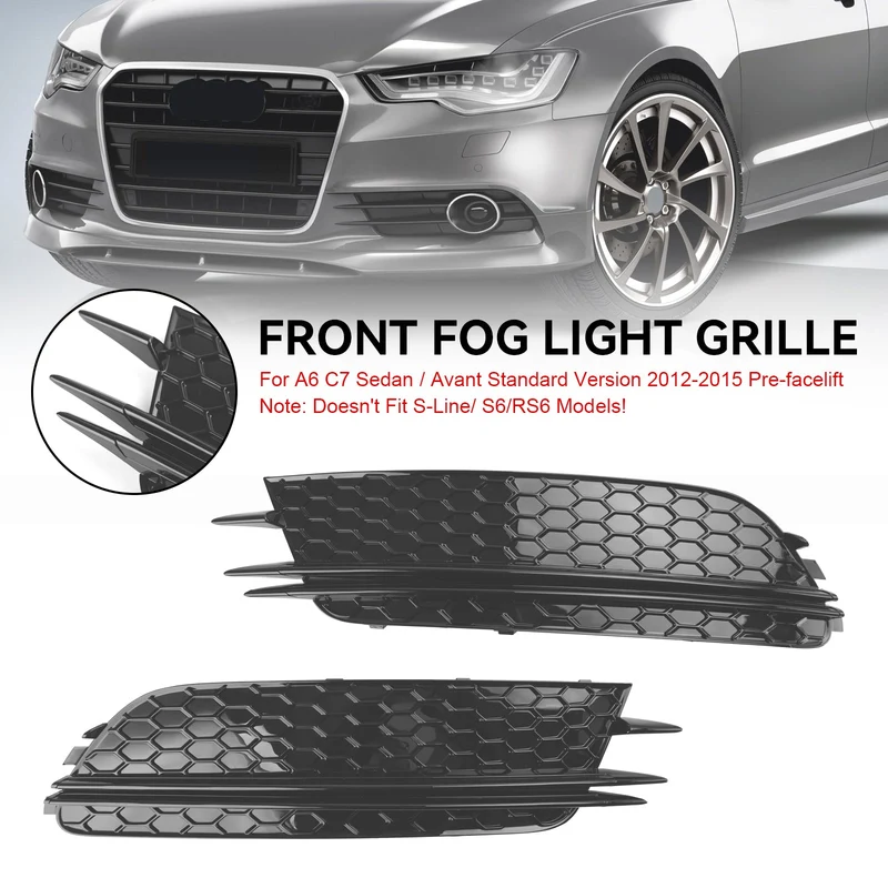 Parement Avant Bas Grille Foglight Noir Audi A6 C7 Pré-Facelift