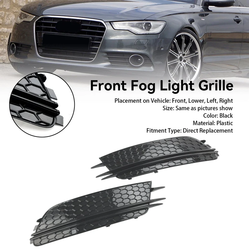 Parement Avant Bas Grille Foglight Noir Audi A6 C7 Pré-Facelift