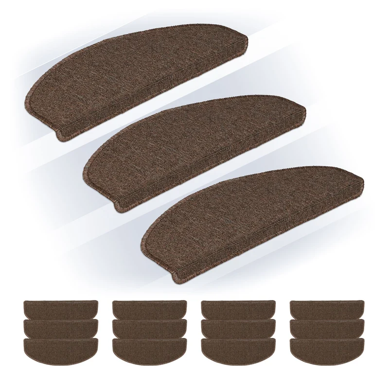 Lot de 15 marchettes semicirculaires antidérapantes escalier 4 x 65 x 24 cm en PVC noir 13_0016564