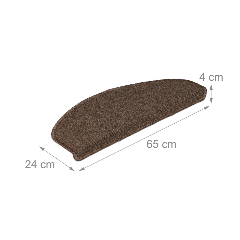 Lot de 15 marchettes semicirculaires antidérapantes escalier 4 x 65 x 24 cm en PVC noir 13_0016564