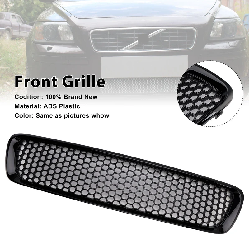 Grille Calandre Nid Abeille Noir Brillant Volvo S40 V50 2004-2007