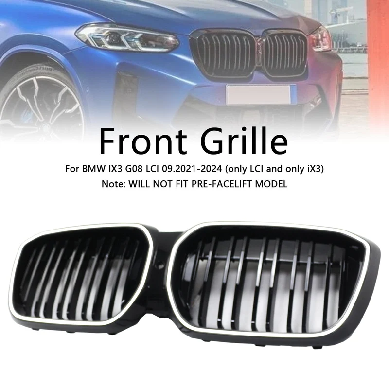 Grille BMW iX3 G08 LCI Double Lamelles Noir 2022-2024