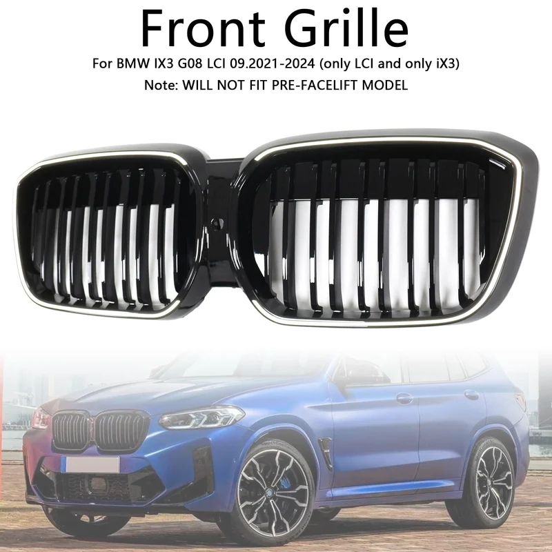 Calandre BMW iX3 G08 LCI Double Lamelles Noir 2022-2024