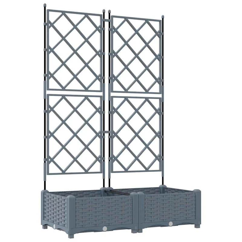 Lot de 2 cache-pots de jardin design moderne 80 x 40 x 125,5 cm durable en acier gris clair 02_0058581