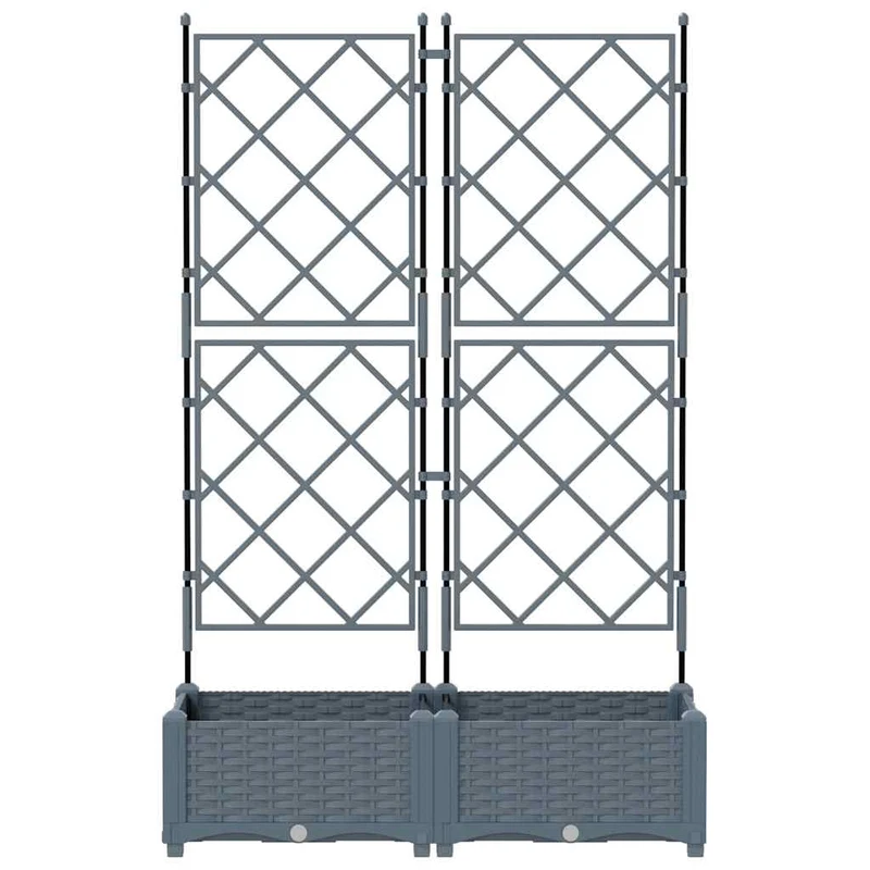 Lot de 2 cache-pots de jardin design moderne 80 x 40 x 125,5 cm durable en acier gris clair 02_0058581