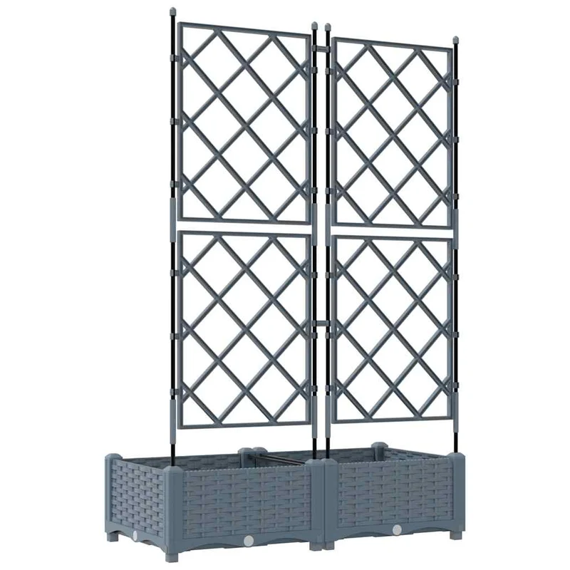 Lot de 2 cache-pots de jardin design moderne 80 x 40 x 125,5 cm durable en acier gris clair 02_0058581