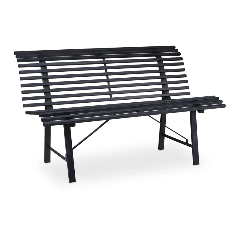 Banc de jardin confortable pour 2 personnes design classique 140 x 60 x 85 cm en acier anthracite 13_0010558