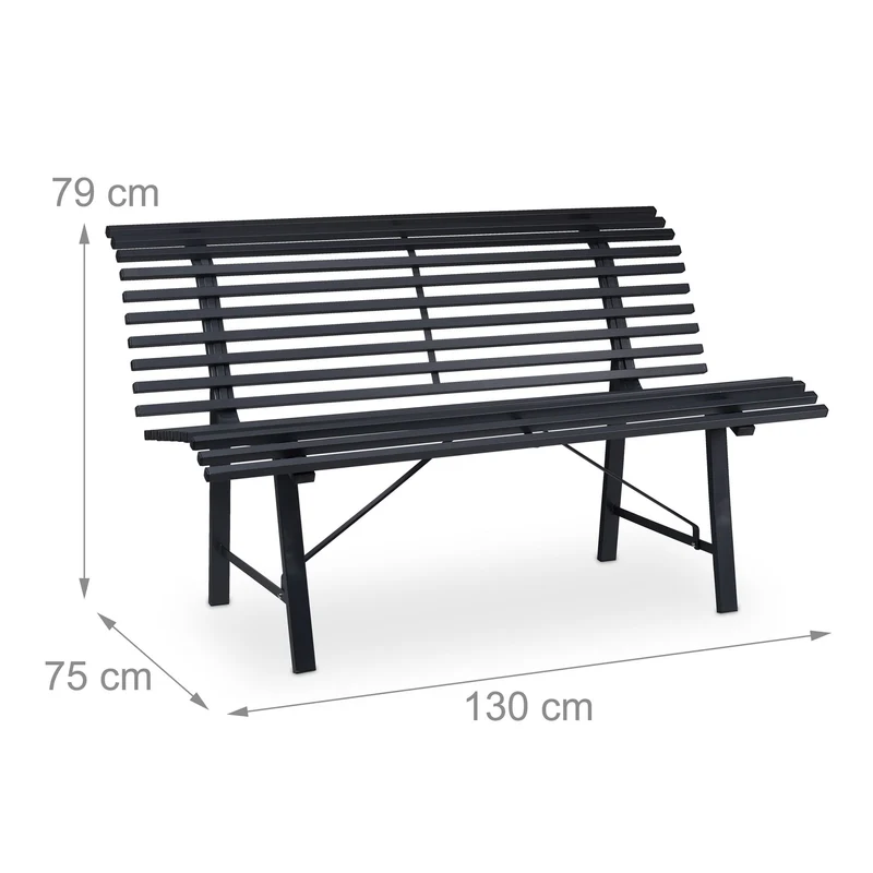 Banc de jardin confortable pour 2 personnes design classique 140 x 60 x 85 cm en acier anthracite 13_0010558