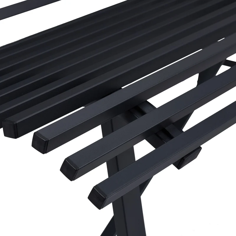 Banc de jardin confortable pour 2 personnes design classique 140 x 60 x 85 cm en acier anthracite 13_0010558