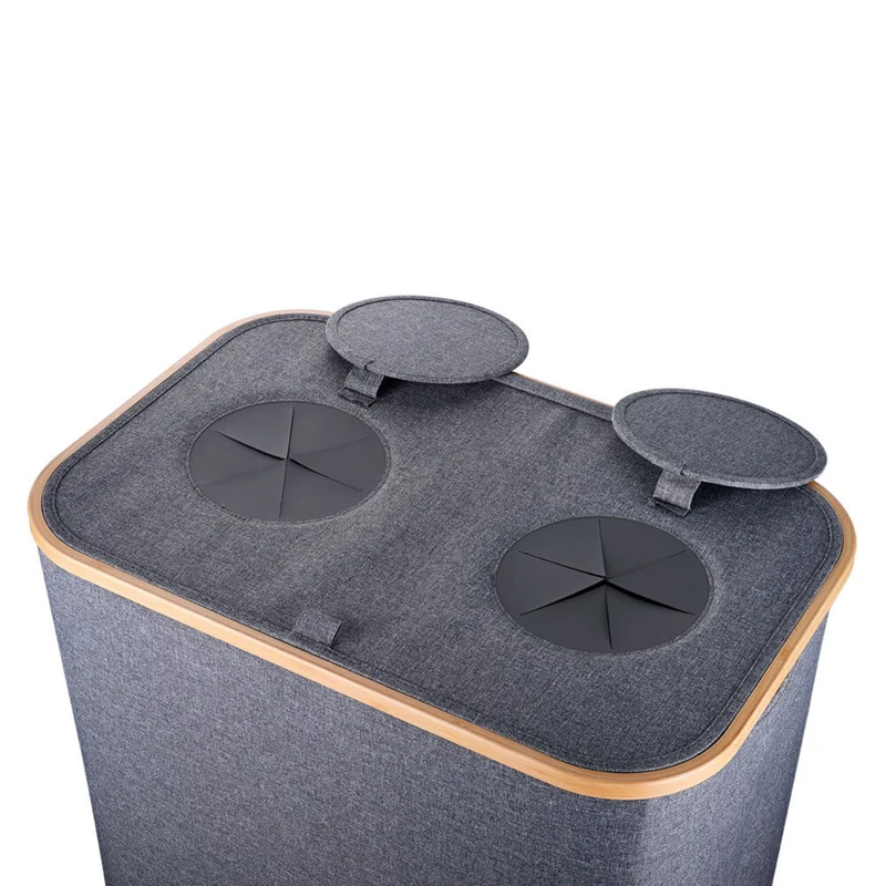 Conteneur de collecte pour bouteilles design moderne appartement 68,5 x 57 x 37 cm pratique en tissu oxford gris 13_0017944