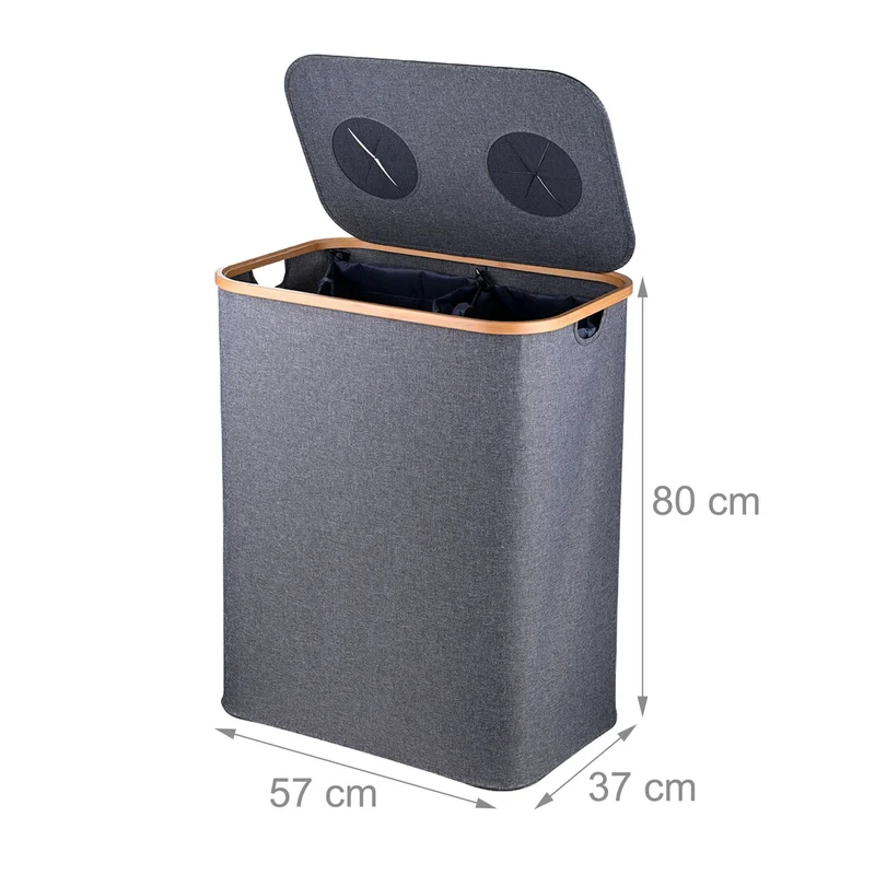 Conteneur de collecte pour bouteilles design moderne appartement 68,5 x 57 x 37 cm pratique en tissu oxford gris 13_0017944