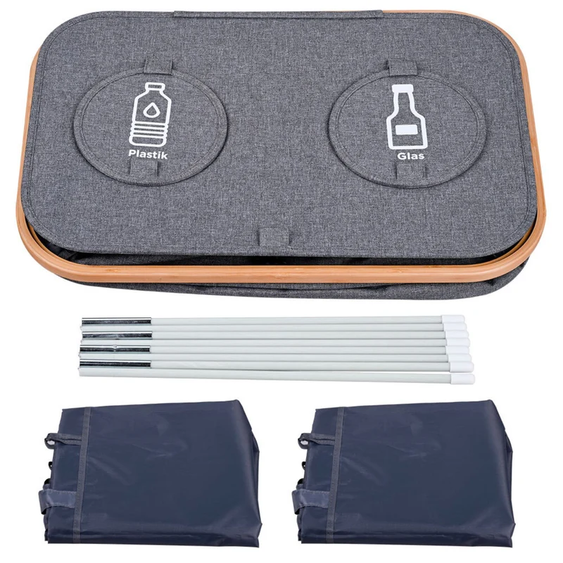 Conteneur de collecte pour bouteilles design moderne appartement 68,5 x 57 x 37 cm pratique en tissu oxford gris 13_0017944