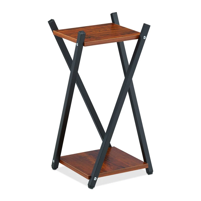 Étagère à plantes géométrique 57 x 29 x 29 cm design élégant intérieur en MDF effet bois noir 13_0010955