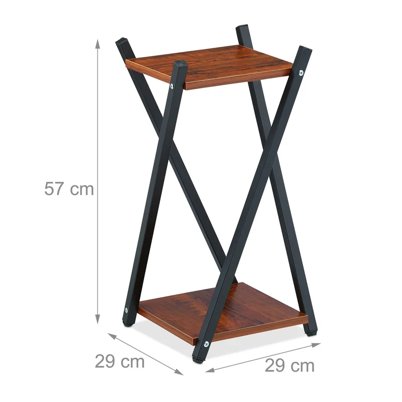 Étagère à plantes géométrique 57 x 29 x 29 cm design élégant intérieur en MDF effet bois noir 13_0010955
