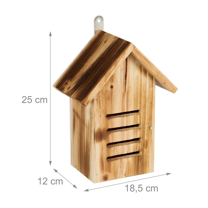 Hôtel à insectes abri suspendu jardin ouverture facile 25 x 15 x 10 cm en bois naturel 13_0015255