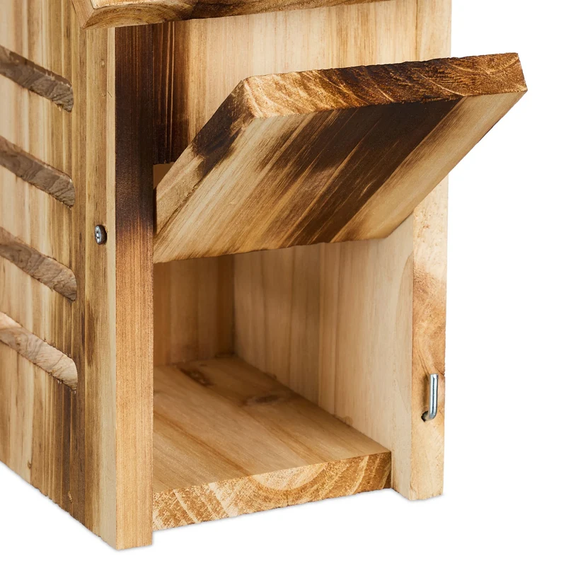 Hôtel à insectes abri suspendu jardin ouverture facile 25 x 15 x 10 cm en bois naturel 13_0015255