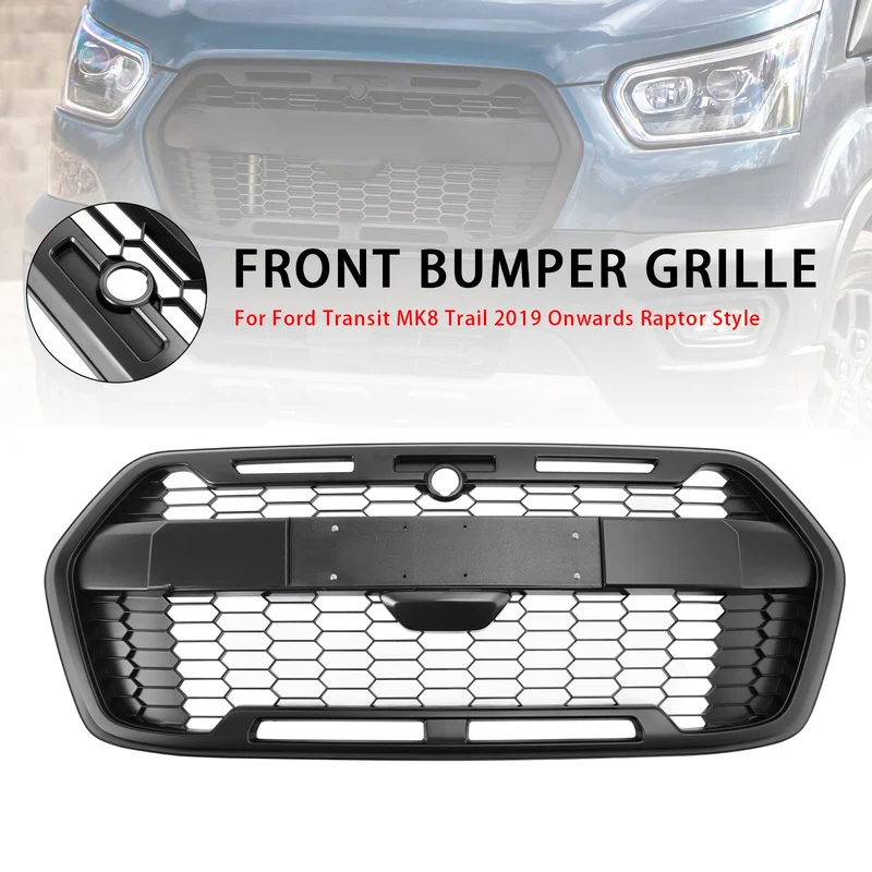 Grille Pare-Chocs Avant Style Raptor Noir Mat Pour Ford Transit MK8 Trail 2019+