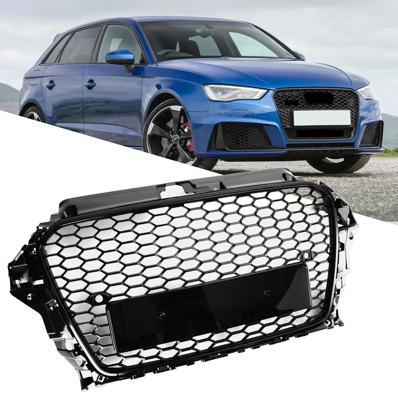 Grille Avant Nid d'Abeille Style RS3 Noir Brillant Audi A3 S3 2013-2016