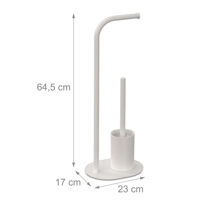 Serviteur wc décoratif pratique salle de bain 12 x 12 x 50 cm en métal blanc 13_0017123