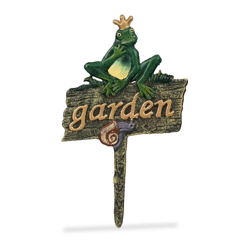 Piquet décoratif pour jardin en fonte résistant intempéries 100 x 15 x 8 cm touche originale en doré 13_0013383