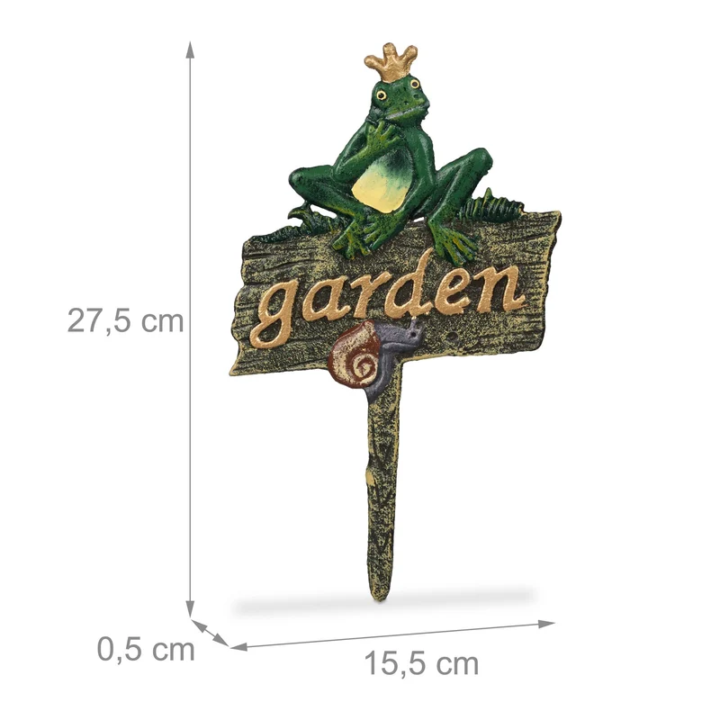 Piquet décoratif pour jardin en fonte résistant intempéries 100 x 15 x 8 cm touche originale en doré 13_0013383