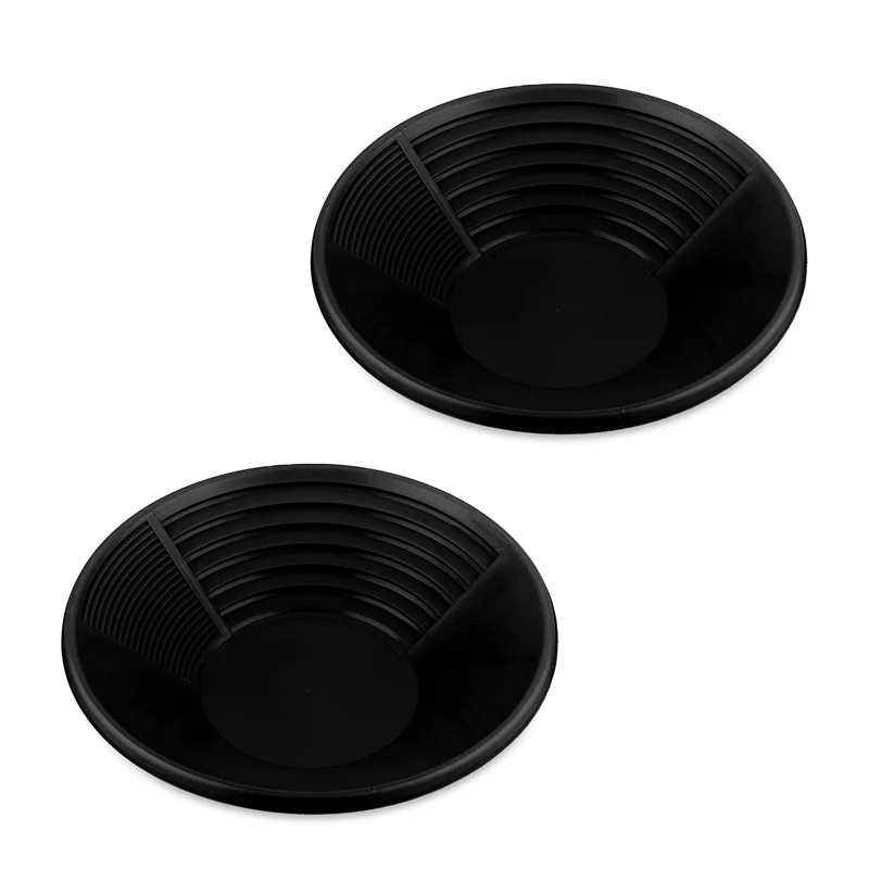 Lot de 2 batées d'orpaillage 30 x 30 x 10 cm avec 3 zones de séparation efficace en plastique noir 13_0016183