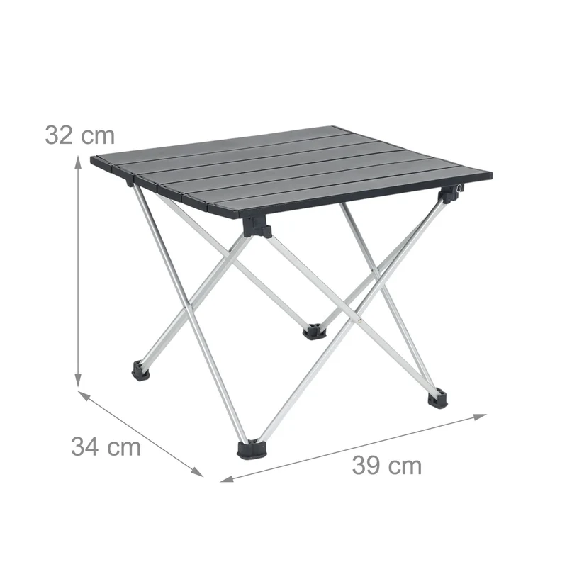 Table de camping pliante légère et robuste 32 x 39 x 34 cm en aluminium noir 13_0016968