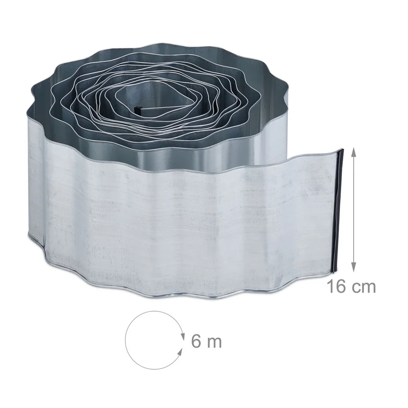 Lot de 6 m de bordure de jardin flexible décoration parterre espaces verts en fer noir 13_0012644