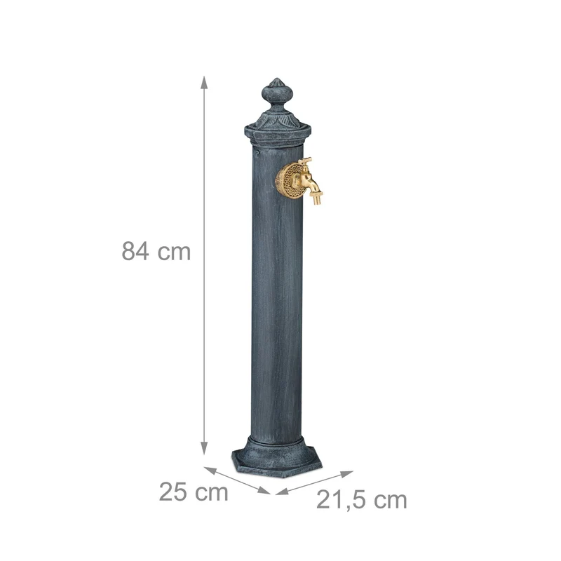Fontaine extérieure jardin design nostalgique pour décoration récupérateur eau 75 x 25 x 25 cm en fonte gris antique 13_0015682