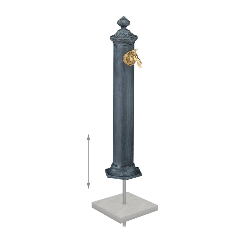 Fontaine extérieure jardin design nostalgique pour décoration récupérateur eau 75 x 25 x 25 cm en fonte gris antique 13_0015682