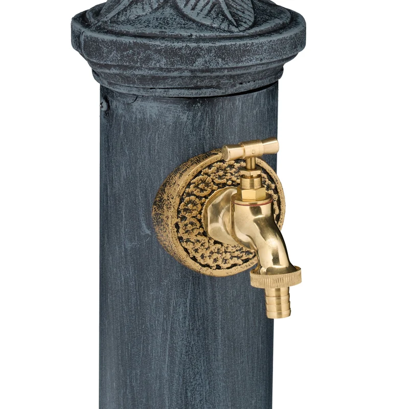 Fontaine extérieure jardin design nostalgique pour décoration récupérateur eau 75 x 25 x 25 cm en fonte gris antique 13_0015682