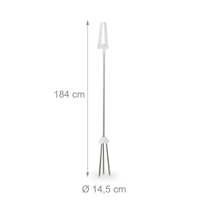 Séchoir à linge sur pied pour cintres 3 bras pivotants compact capacité 27 vêtements en acier inoxydable blanc 13_0016961