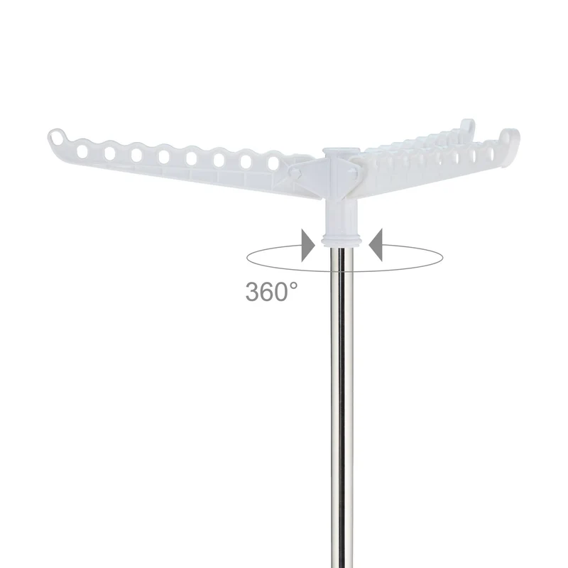 Séchoir à linge sur pied pour cintres 3 bras pivotants compact capacité 27 vêtements en acier inoxydable blanc 13_0016961