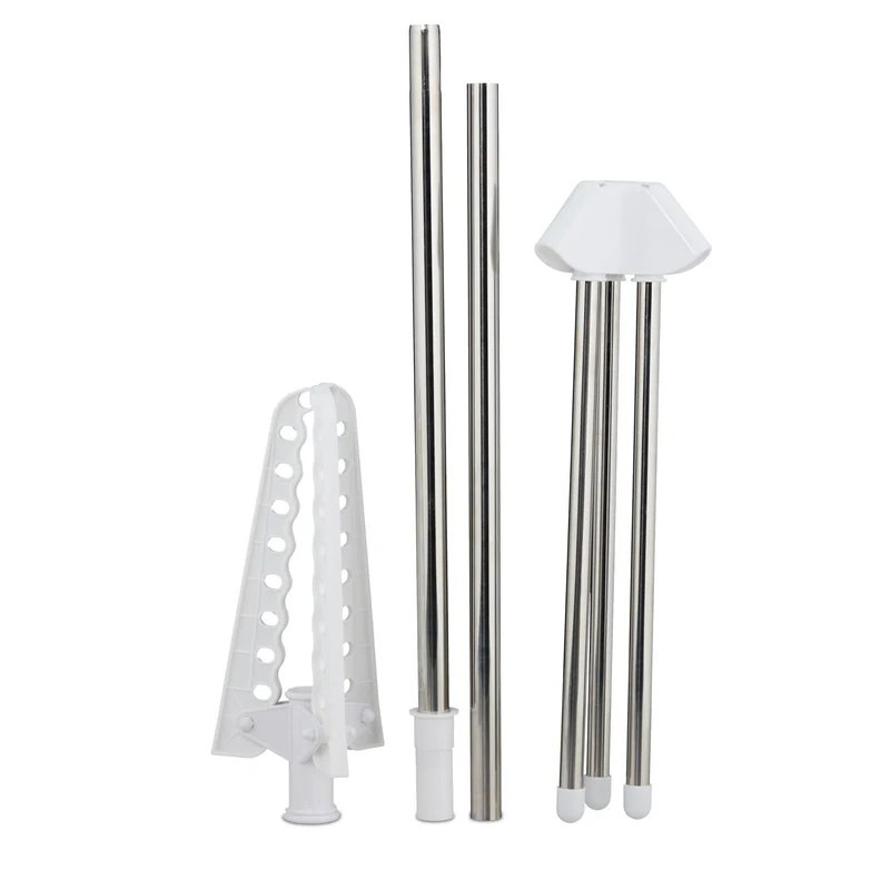 Séchoir à linge sur pied pour cintres 3 bras pivotants compact capacité 27 vêtements en acier inoxydable blanc 13_0016961