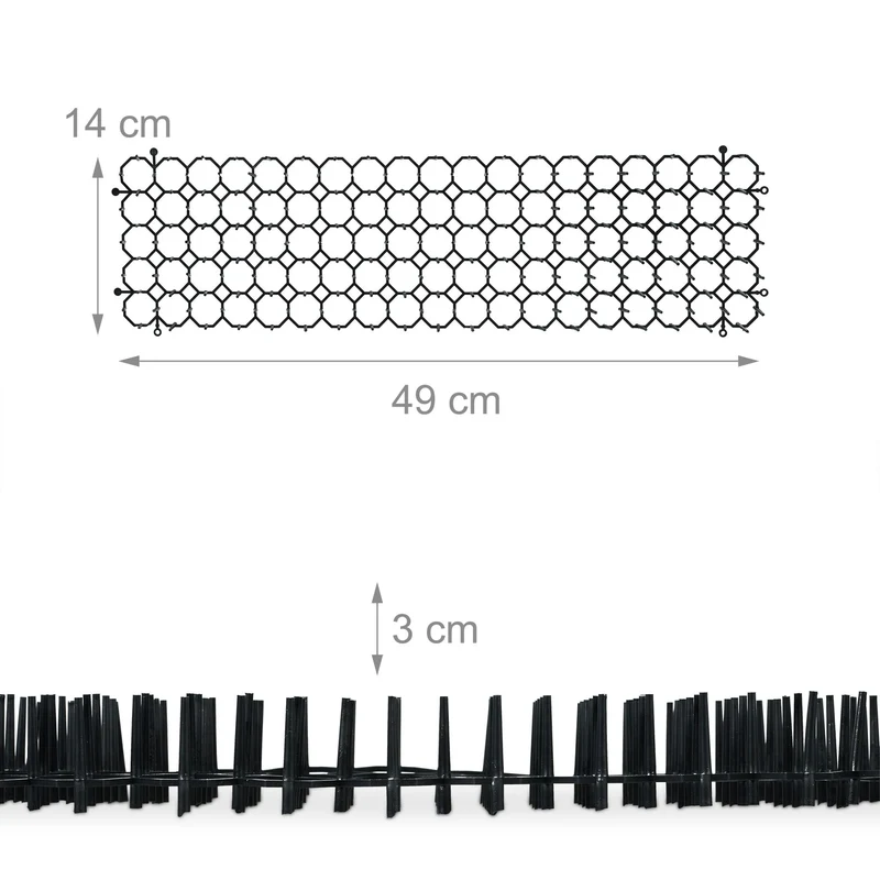 Lot de 12 grilles dissuasives jardin 3 x 49 x 14 cm pour protéger plantes et animaux en plastique noir 13_0015039