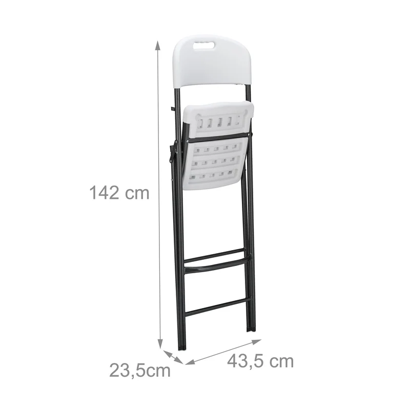 Lot de 2 tabourets de bar pliants extérieur 118 x 44,5 x 82 cm confort optimal finition moderne en plastique blanc 13_0015801