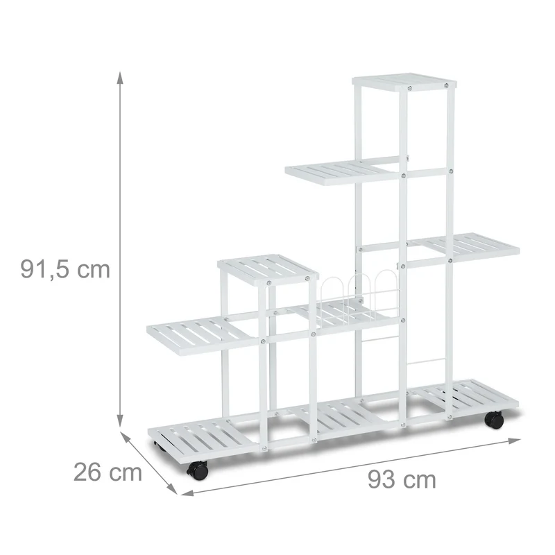 Étagère à plantes modulable design moderne 9 emplacements 80 x 30 x 160 cm en acier blanc 13_0015109