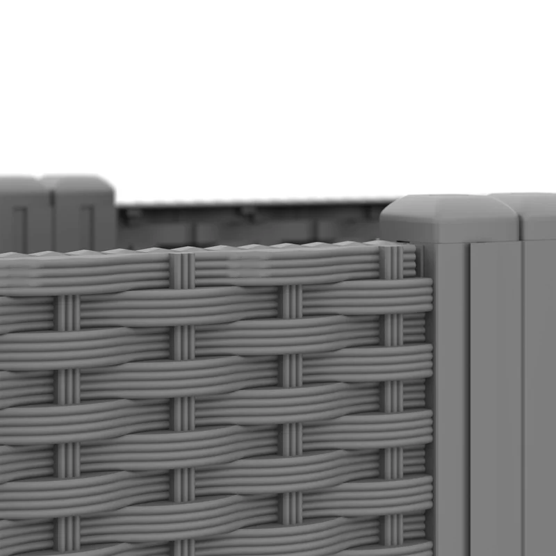 Jardinière haute rectangulaire pour extérieur jardin terrasse 38 x 80 x 40 cm en plastique gris 13_0016490