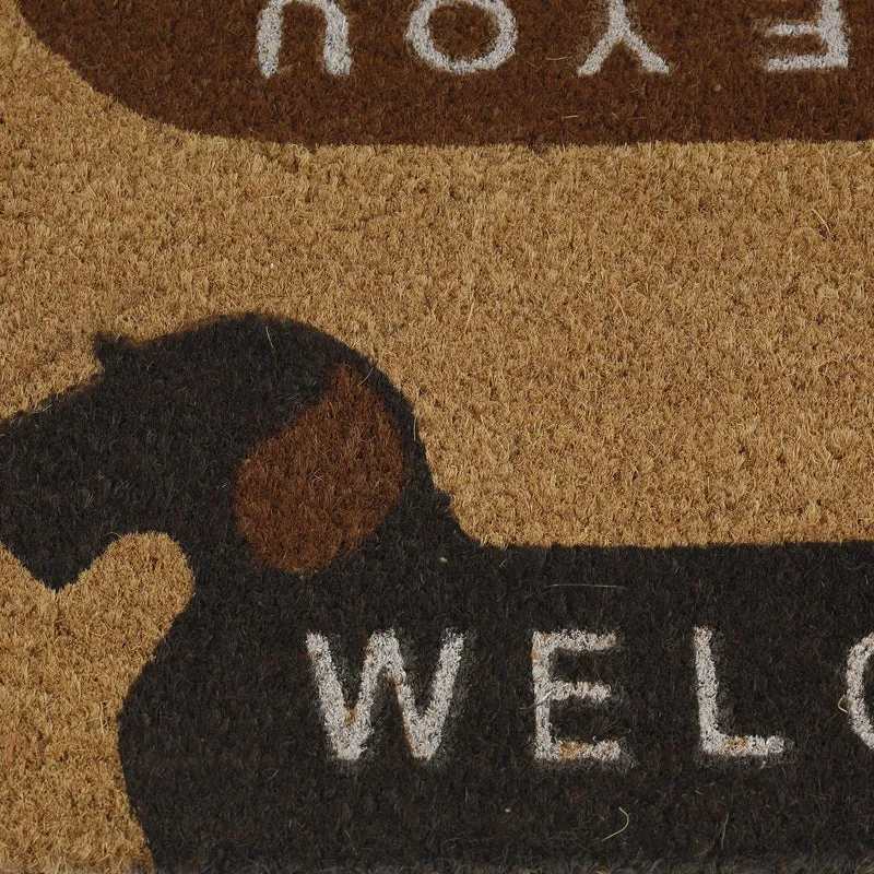 Paillasson coco antidérapant intérieur extérieur 75 x 45 x 1 cm motif chien ambiance accueillante en coco naturel 13_0011148