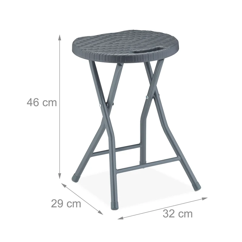 Lot de 2 tabourets de jardin pliants compacts design moderne 45 x 40 x 40 cm en plastique gris 13_0013181