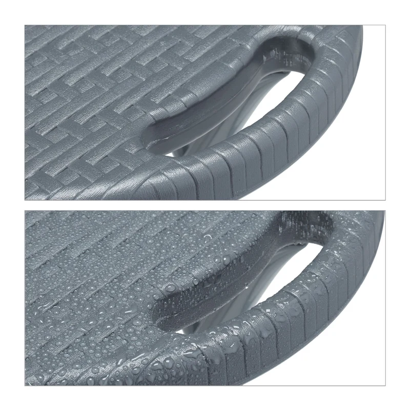 Lot de 2 tabourets de jardin pliants compacts design moderne 45 x 40 x 40 cm en plastique gris 13_0013181