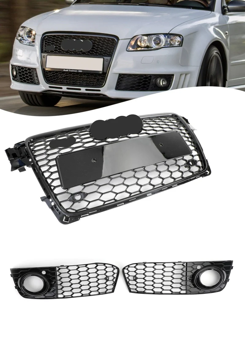 Grille Nid d'Abeille Audi A4 B8 RS4 Noir Brillant 2009-2012
