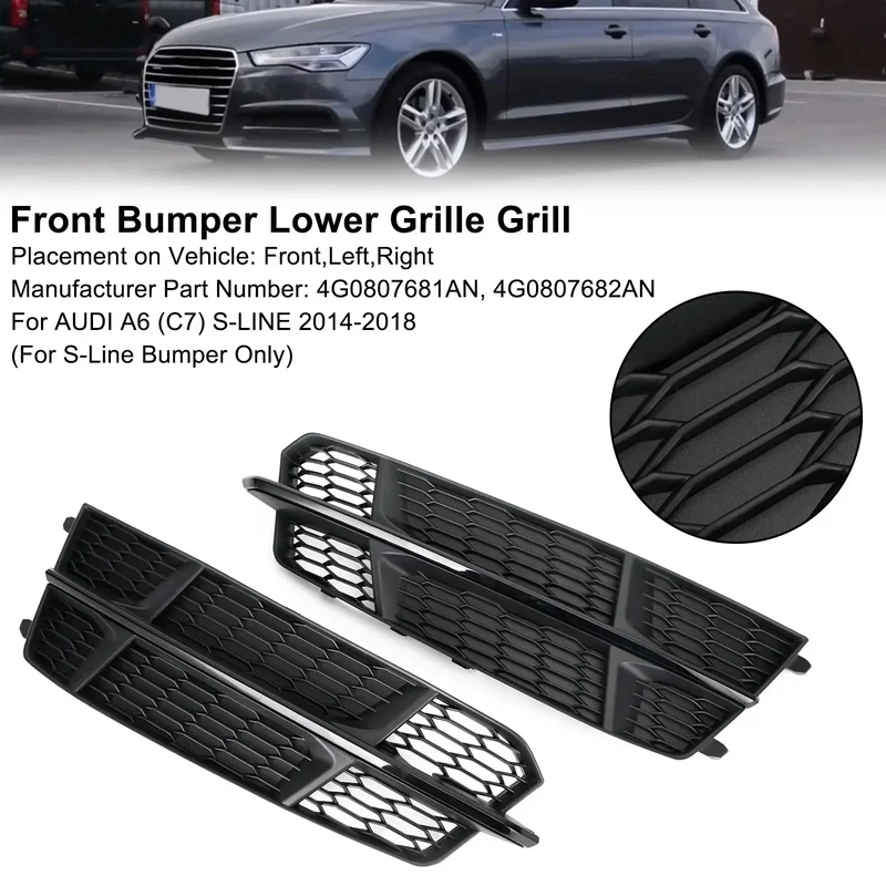 Grille Calandre Inférieure Audi A6 C7 S-Line 2016-2018 Noir